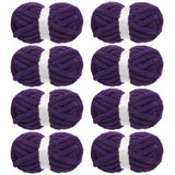 MABOZOO Chunky Yarn for Crocheting 8 Pack,Dark Purple Yellow Fluffy Jumbo Chenille Yarn,Soft Plush Yarn Bulky,Giant Thick Fuzzy 