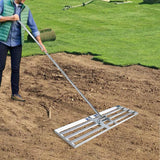 Professional Grade Lawn Leveling Rake - 30x10 Stainless Steel Head with 78 Adjustable Handle - Heavy-Duty Soil Leveler for Lawn,