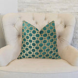 Plutus Brands Velvet Throw Pillow, 24 X 24, Turquoise/Taupe