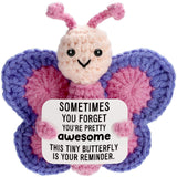 Emotional Support Butterfly Gift, Tiny Handmade Positive Crochet Animal for Women, Friend, Coworker, Bestie, Motivational Encour
