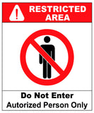 999Store office supplies sunboard Restricted Area/do not Enter authorized Person only Office Sign Board sticker signage (15x18 c