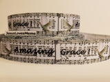 Grosgrain Ribbon Amazing Grace Gospel Song Church Music 10 Yards, 1 Inch Wide