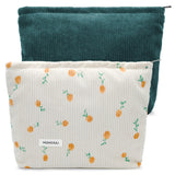 MOMOJULI Corduroy Makeup Bag Cosmestic Bag Large Capacity Ladies Women Aesthetic Make Up Organizer Accessories Zipper Pouch Purs