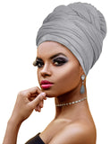 Ankara African Print Soft Headwraps Headband Long Hair Head Wrap Scarf Turban Tie Jersey Knit African Head Wraps (3. Heather Gre