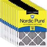 Nordic Pure 14x24x1 (13 3/4 x 23 3/4 x 3/4) Furnace Air Filters MERV 10 Pleated Plus Carbon 12 Pack
