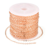 Beadthoven 32.8Ft Brass Flat Cable Chain for Jewelry Making 2mm Rose Gold Plated Flat Cross DIY Necklace Chain Bracelet Jewelry 