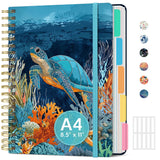 Large Spiral Lined Notebooks for Work with Removable Dividers & Tabs, 8.5x11 Pretty Hardcover 5 Subject Notebook Journal for Wom