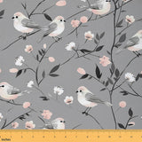 Feelyou Birds Fabric by The Yard, Cute Birds Tree Branches Upholstery Fabric for Chairs, Farmhouse Nature Leaves Botanical Anima