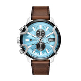 Diesel Leather Analog Blue Dial Men Watch-Dz4656, Brown Band