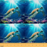 Feelyou Sea Turtle Fabric by The Yard 3 Yards Ocean Reptile Tortoise Decorative Waterproof Outdoor Fabric Marine Animals Upholst