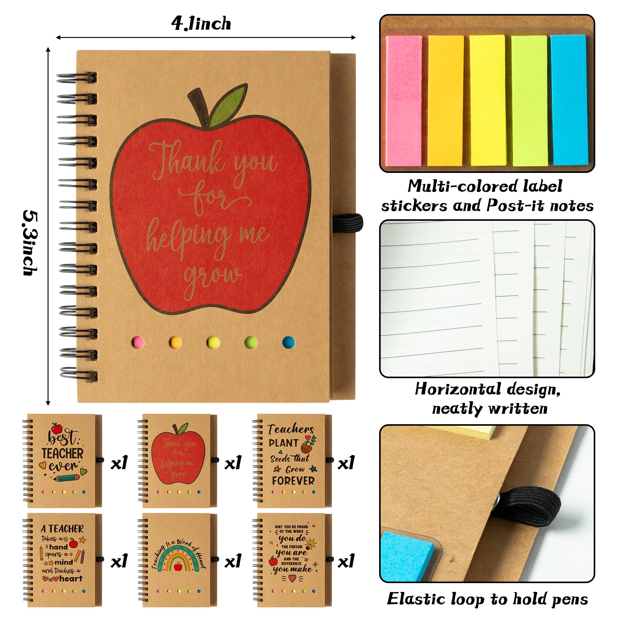 ANGOLIO 12Pcs Teacher Appreciation Gift Inspirational Bulk Spiral Notebook Thank You Gift for Teachers from Students Inspiration