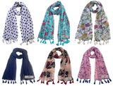 Fusfus WomenS Printed Chiffon Scarves And Stoles, Free Size(Multicolour, Fs1463) Pack Of 6 (Multicolor1)