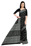 Tamaira Fashion Womens Plain Weave Pure Cotton Saree Without Blouse Piece (2398_Black)