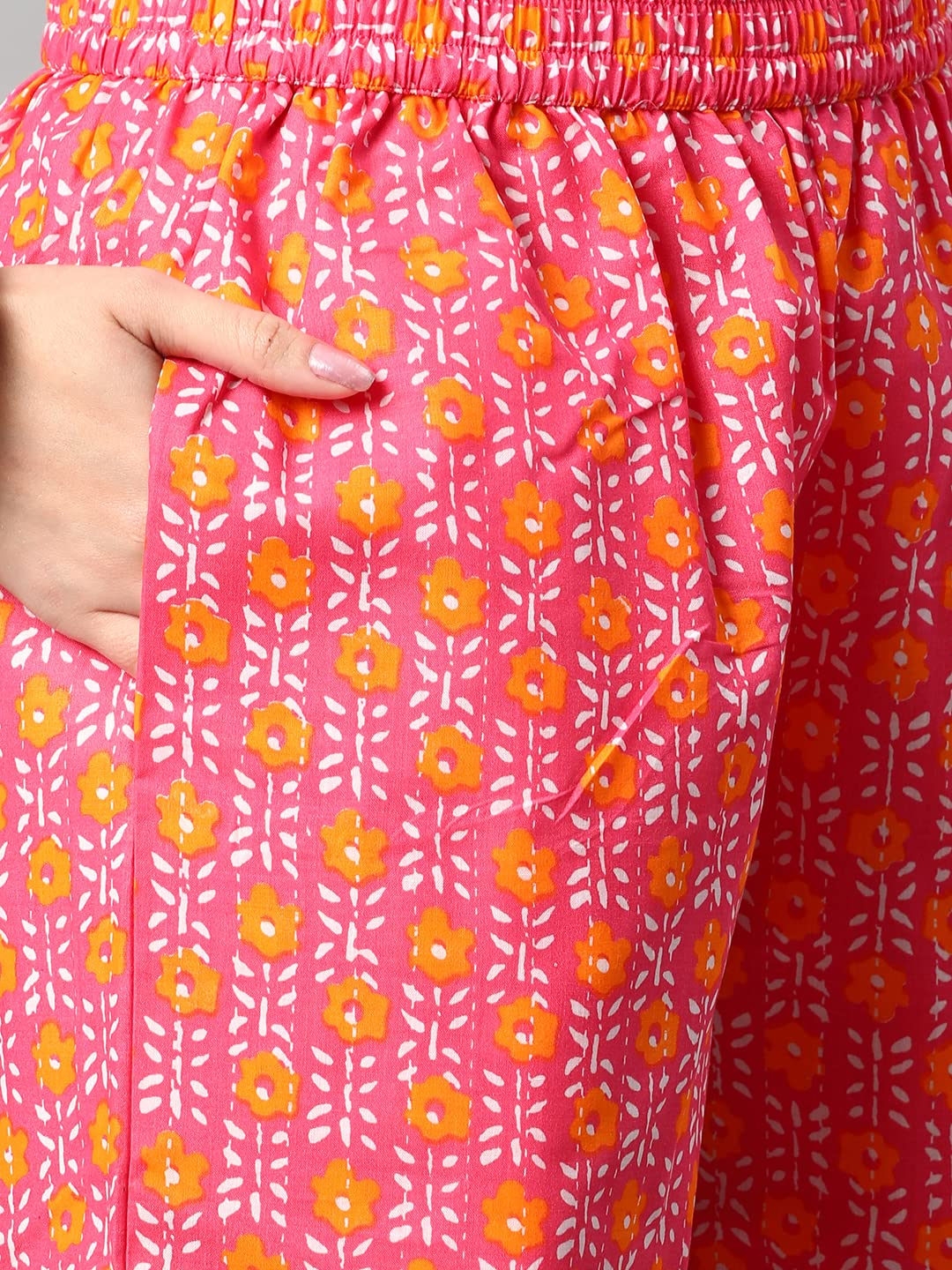 Anni Designer Women'S Cotton Blend Printed Straight Kurta With Pant (Sarva-Red_Xxl_Dark Blue_Xx-Large),Red,2XL,Cotton Blend,Regular,kurta