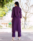 Anni Designer Women'S Cotton Blend Straight Printed Kurta With Pant & Dupatta (Raji-Begani_L_Purple_Large),Purple,L,Cotton Blend,Regular,