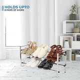 2-Tier Metal Shoe Rack with Slide-n-Adjust, 6-Pair Capacity, Chrome Finish