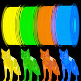 Haosegd 95A TPU 3D Printer Filament Bundle,Glow in The Dark Blue,Green,Orange,Yellow, Each Spool 0.25kg, 4 Spools,Total 1KG,Dime