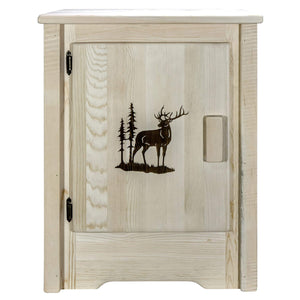 Montana Woodworks Homestead Collection Accent Cabinet With Laser Engraved Elk Design, Left Hinged, Ready To Finish