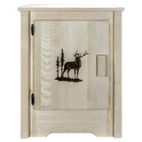Montana Woodworks Homestead Collection Accent Cabinet With Laser Engraved Elk Design, Left Hinged, Ready To Finish