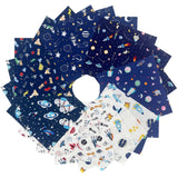 Outer Space Cotton Quilting Fabric Layer Cake 10 Precut Quilt Squares, Kids & Boys Space Fabric Bundle for Quilting Sewing Patch