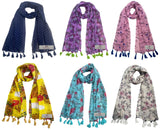 Fusfus WomenS Printed Chiffon Scarves And Stoles, Free Size(Multicolour, Fs1146) Pack Of 6 (Multicolor4)