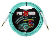 Pig Hog Seafoam Green Woven Jacket Tour Grade Instrument Cable, 10-Foot