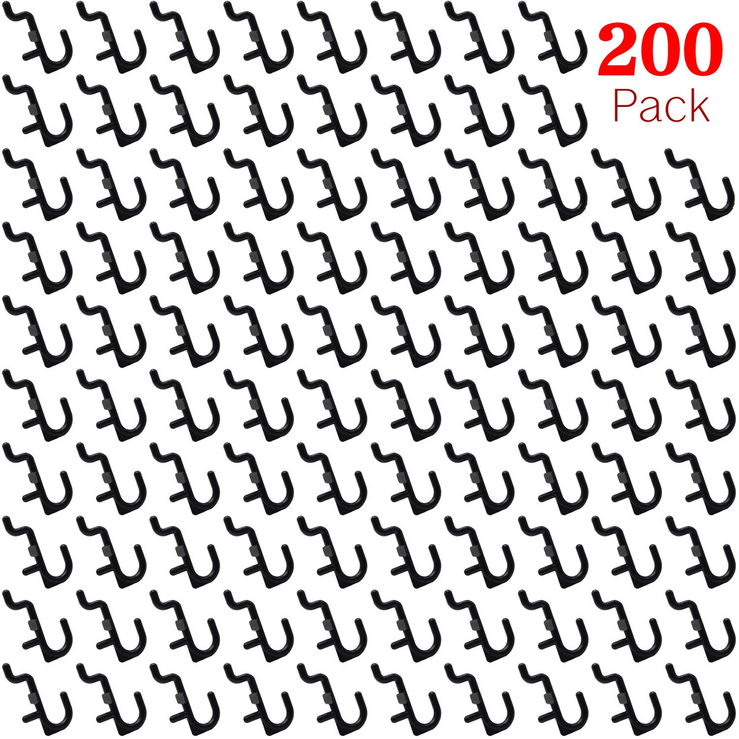 Pegboard Hooks 200-packs J Shape Peg Hooks Black Peg Hook Accessories