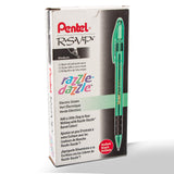 Pentel RSVP RazzleDazzle Ballpoint Pen, (1.0mm) Medium Line, Green Barrel, Black Ink, Box of 12 (BK91RDDA)