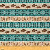Feelyou Yellow Green Western Decor Upholstery Fabric for Chairs Southwestern Fabric by The YardCowboy Hat Feather Print Wild Wes