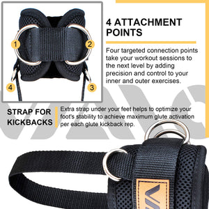 VAIIO Ankle Straps for Cable Machines,Adjustable Comfort fit Neoprene, Reinforce Double D-Ring - Premium Ankle Cuffs to Improve