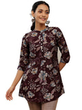 Libas Women'S Silk Blend Printed Straight Kurtis (58161O_Wine