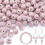 150pcs 10mm Rhinestone Beads for Jewelry Making, Pink AB Shiny Round Shamballa Disco Beads Bulk, Sparkle Crystal Clay Christmas 