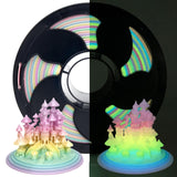 Rainbow Glow in The Dark 1.75mm Gradient PLA Filament with Smooth Surface, Bright Luminous Rainbow 3D Printer Filament, 1kg (2.2