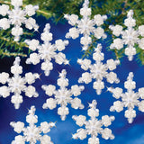 THE BEADERY Mini Pearl Snowflake 2 Makes 24 Holiday Beaded Ornament Kit