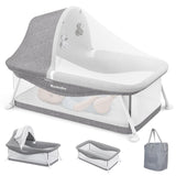 Ezebaby Portable Travel Bassinet for Baby 0-5 Months, Foldable Newborn Bassinet Baby Bed Infant Crib with Padded Mattress, Canop