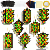 QOUBAI 32 Sets Traffic Light Suncatchers Craft Kit DIY Window Stained Glass Effect Traffic Lamp Paper Crafts Home School Classro