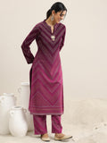 Libas Womens Woven Design Wool Straight Kurta With Palazzos And Dupatta