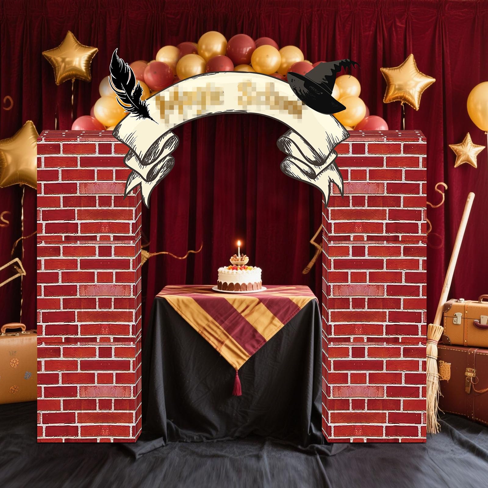 Bucherry 13 Pcs Wizard Party Decorations Magic School Cardboard Playhouse Large Vintage Castle Wizard Birthday Party Decoration 