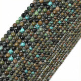 THRELE 2mm Natural African Turquoise Beads, 180pcs Faceted Round Loose Small Beads for Jewelry Making, 14-Inch Strand with Size 