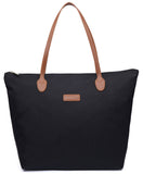 NNEE Water Resistant Light Weight Nylon Tote Bag Handbag - Medium Size, Black