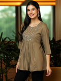 Libas Women'S A-Line Kurtis (58242B_Brown Brown Xs