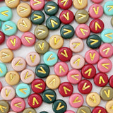 200PCS Letter Beads,4x7mm Colorful Round Acrylic Alphabet V Beads Letter V Beads with Letter for Bracelet Making Necklace Keycha