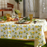 Dii Summer Lemon Vinyl Tabletop Collection Flannel Backed Tablecloth, Indoor/Outdoor, 70 Round