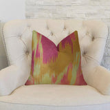 Plutus Brands Plutus Olavanna Ikat Handmade Throw Pillow, 12 X 20, Magenta/Orange/Cream