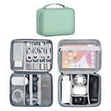 Miloocul Double Layer Leather Cable Organizer Bag Large Capacity Waterproof Tech Organizer Case for Travel Electronics Accessori