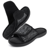 RockDove Men's Adjustable Wrap Memory Foam Slide Slipper, Size 7-8 US Men, Heathered Black