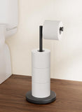 KES Toilet Paper Holder Stand 2X Weighted Base, Black Free Standing Toilet Paper Holder with Reverse for 4 Rolls, 18/8 Stainless