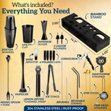 Elite Mixology Bartender Kit 20-Piece Boston Cocktail Shaker Set for Mixing with Stand- Indestructible Bar Accessories Bartendin