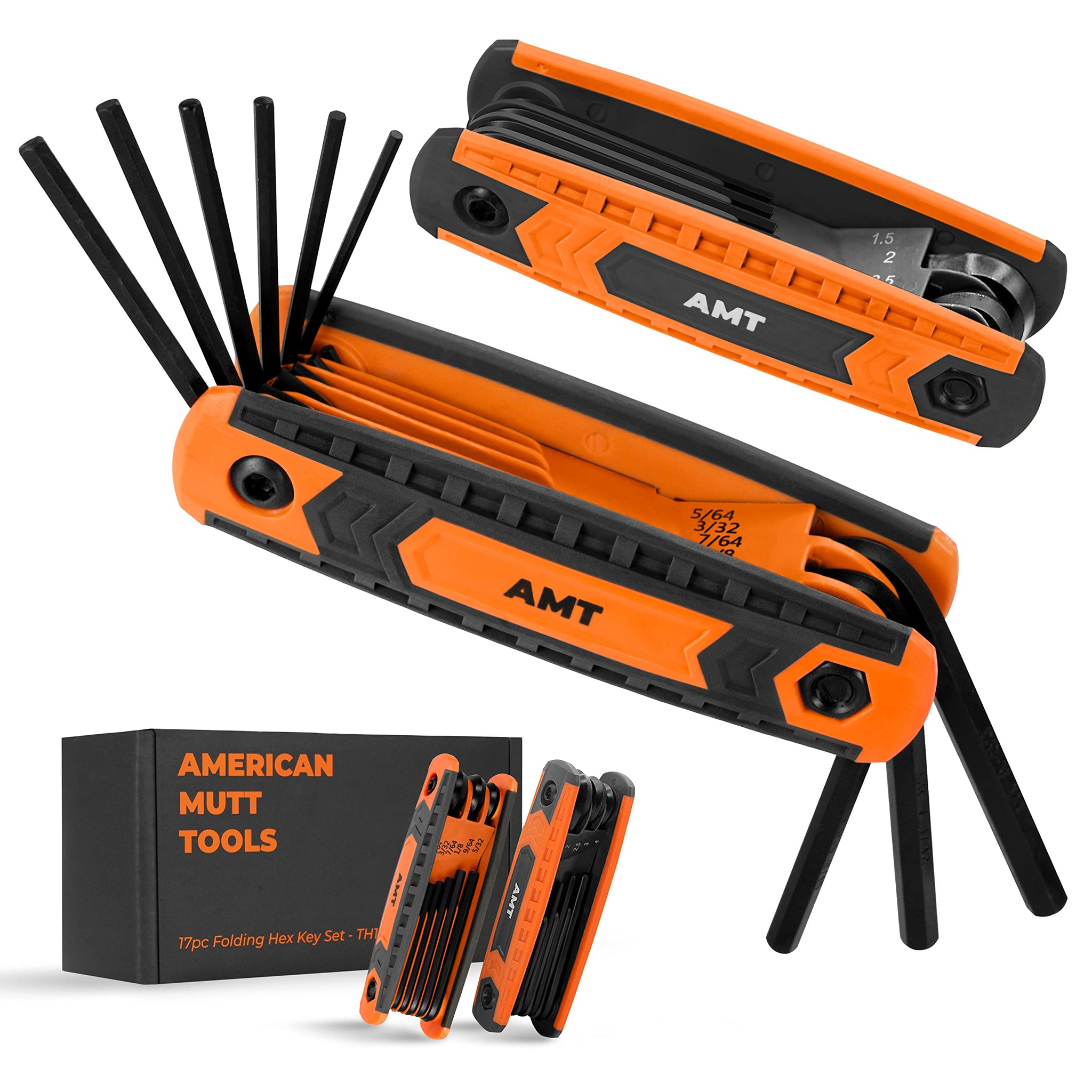 American Mutt Tools 17Pc Folding Allen Wrench Set - Sae And Metric Allen Key Set - Hex Key Set, Allen Wrenches Sets, Metric Alle