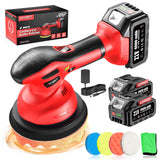 Avhrit 6 Inch Cordless Car Buffer Polisher: 2x4000mAh Batteries Car Buffer, Car Waxer Kit with 8 mm Orbit Block & 6 Speed Contro